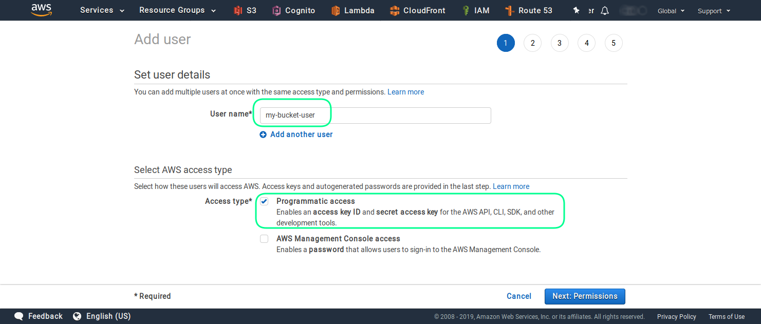 Set user name in IAM