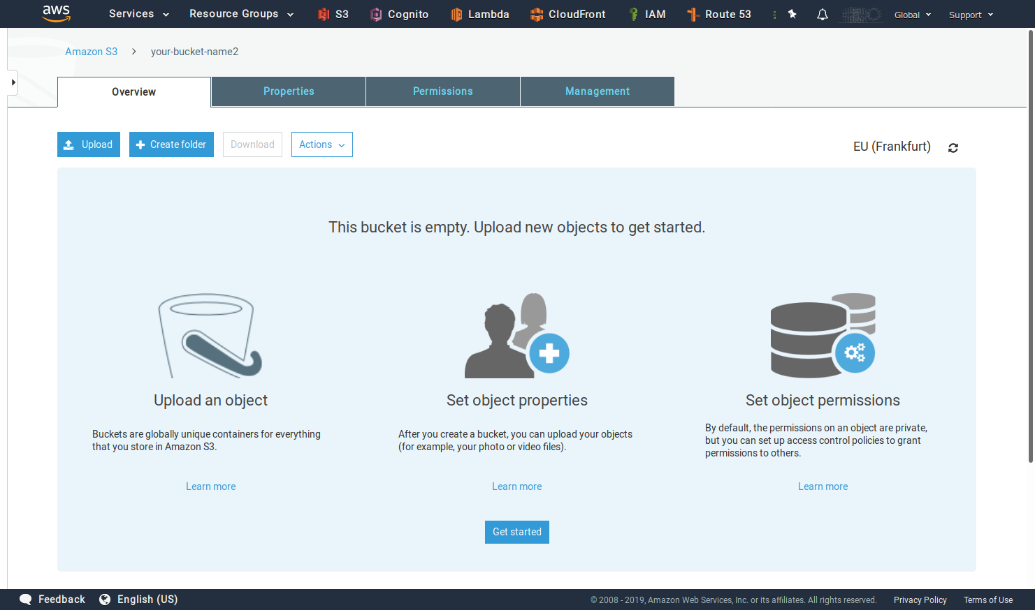 Create S3 bucket success
