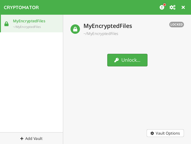 unlock encrypted vault
