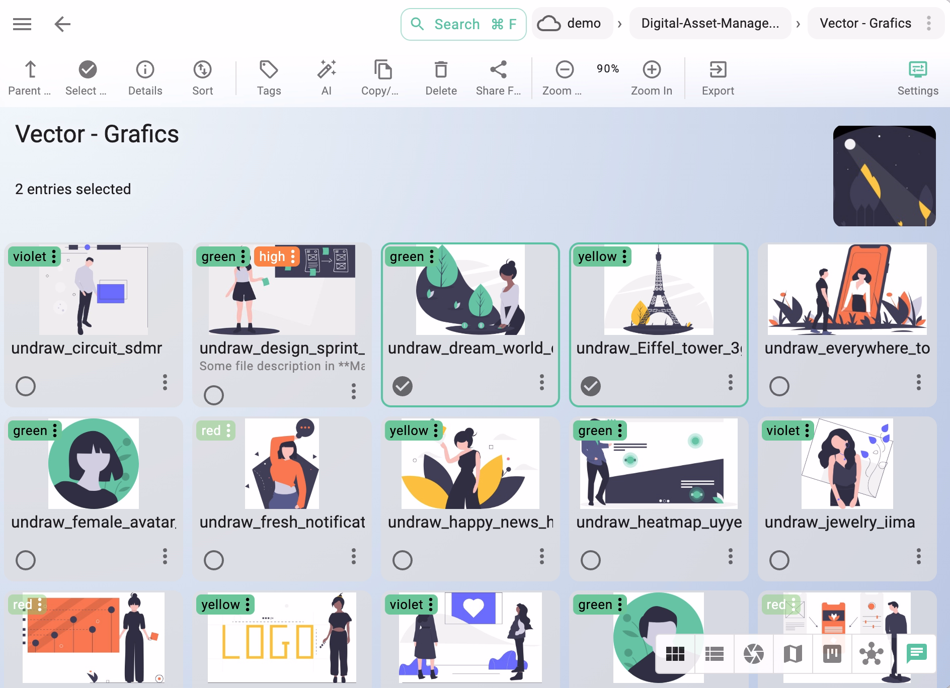 screenshot of the default perspective of the app
