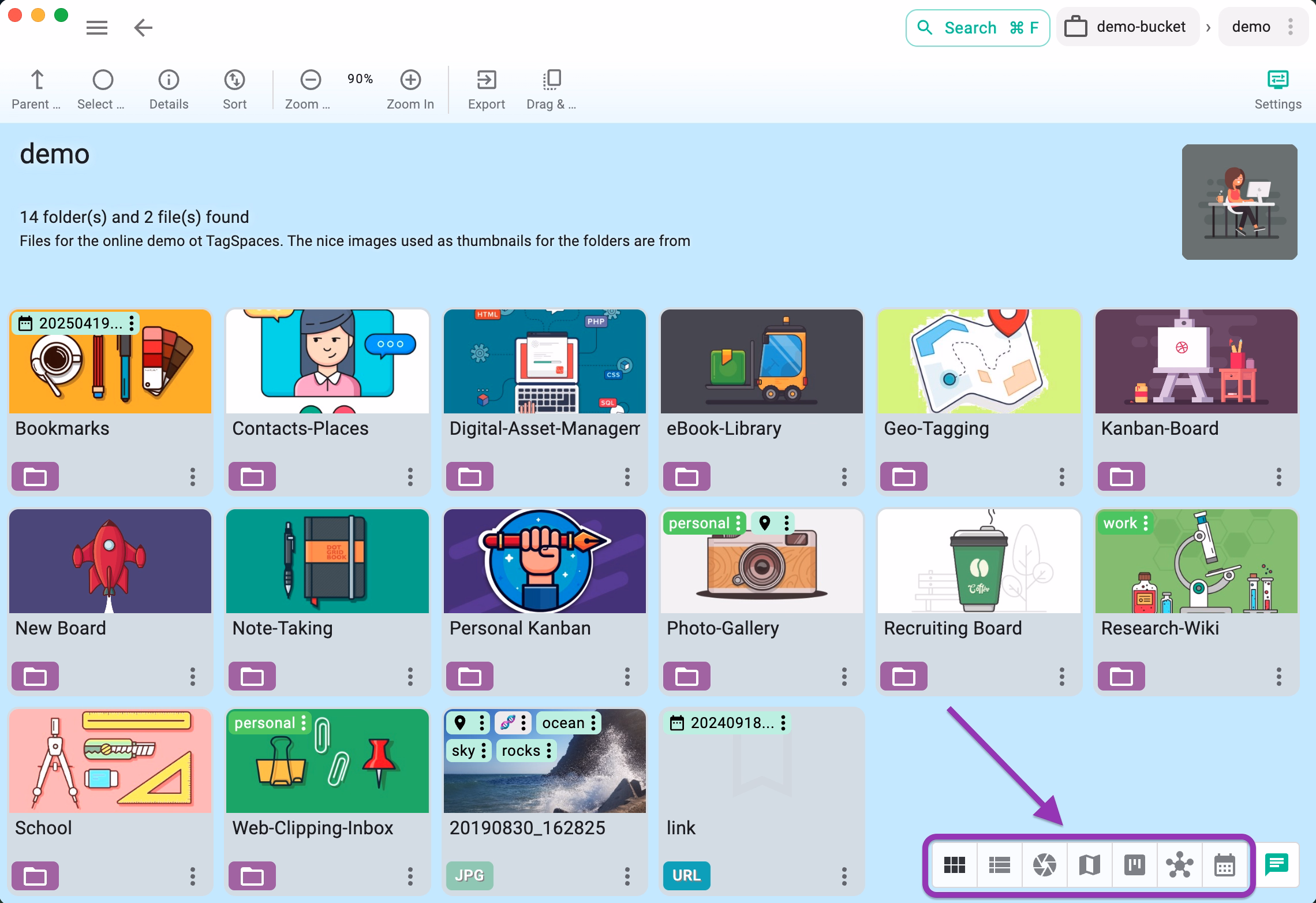 Changing perspectives for a folder