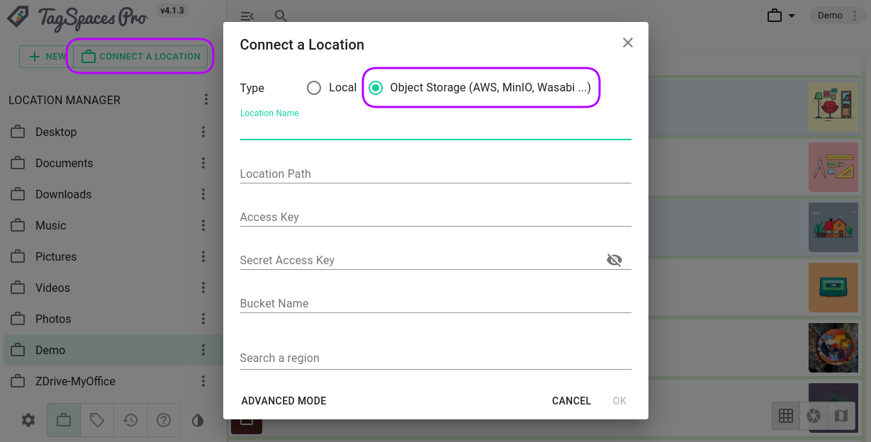 Create S3 location