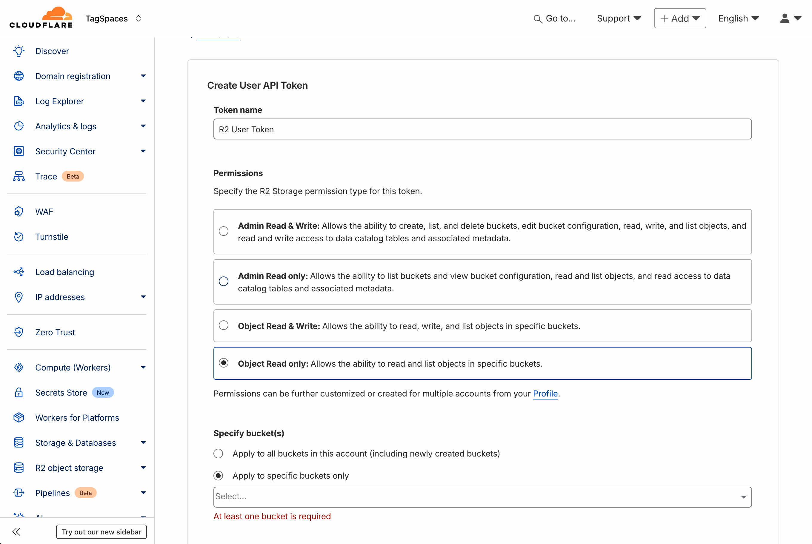 Creating access tokens for R2