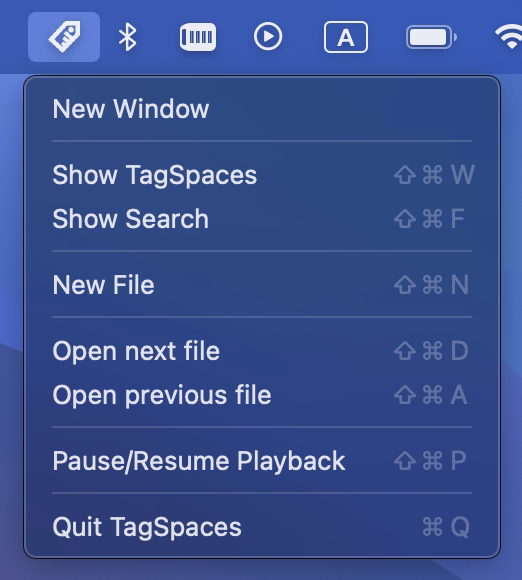 Tray menu on mac OS