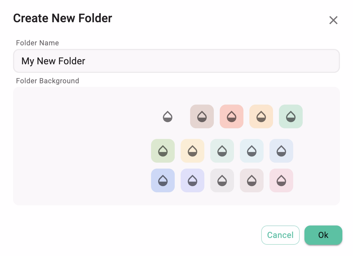 Dialog for creating new folders