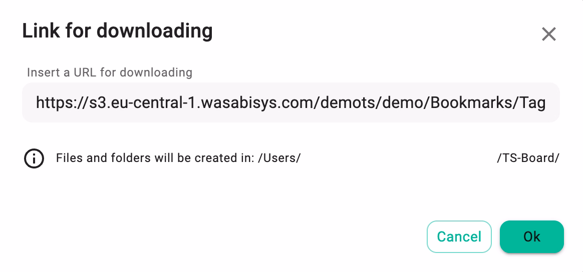Dialog for downloading files from URLs