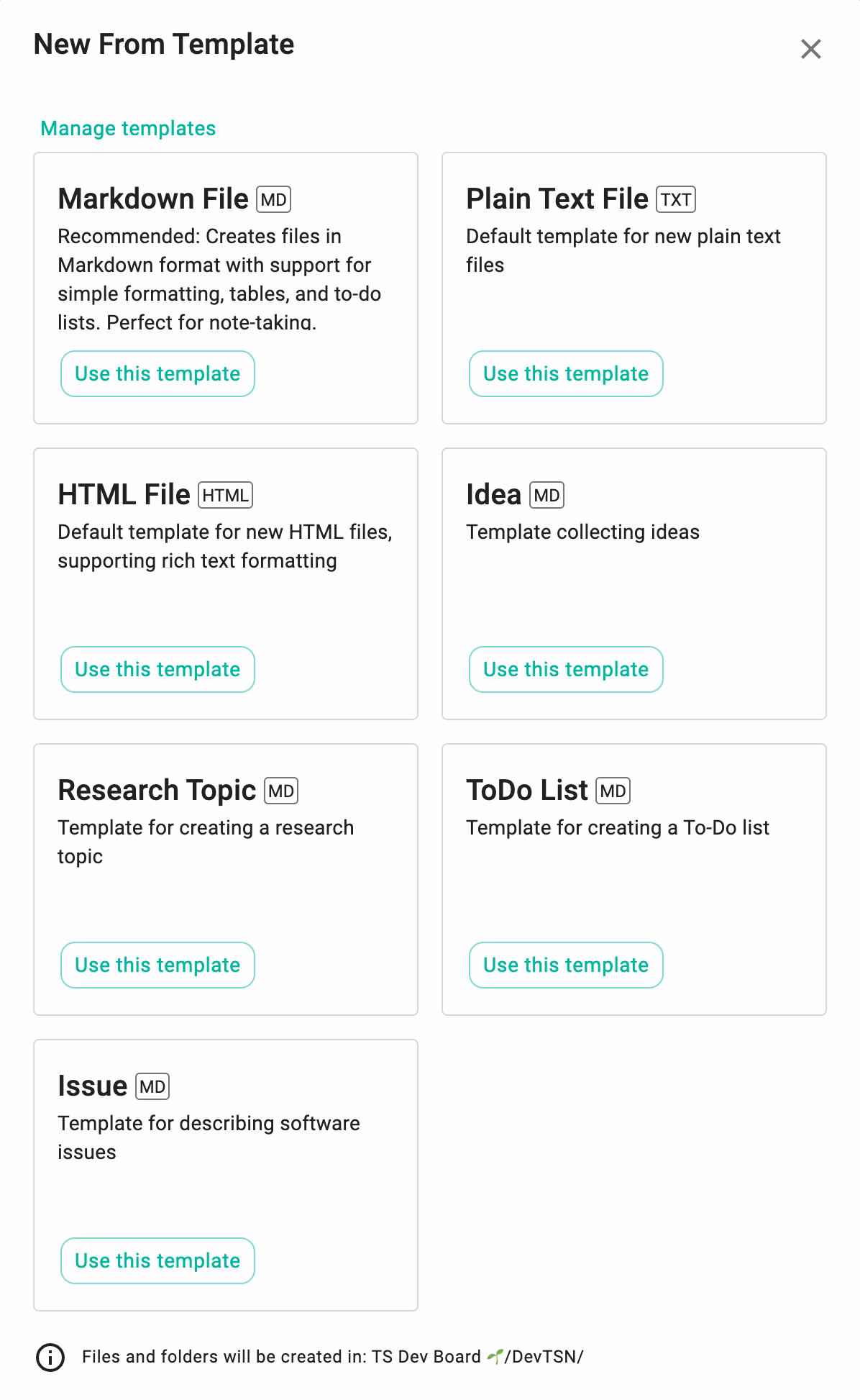 Create new files from templates