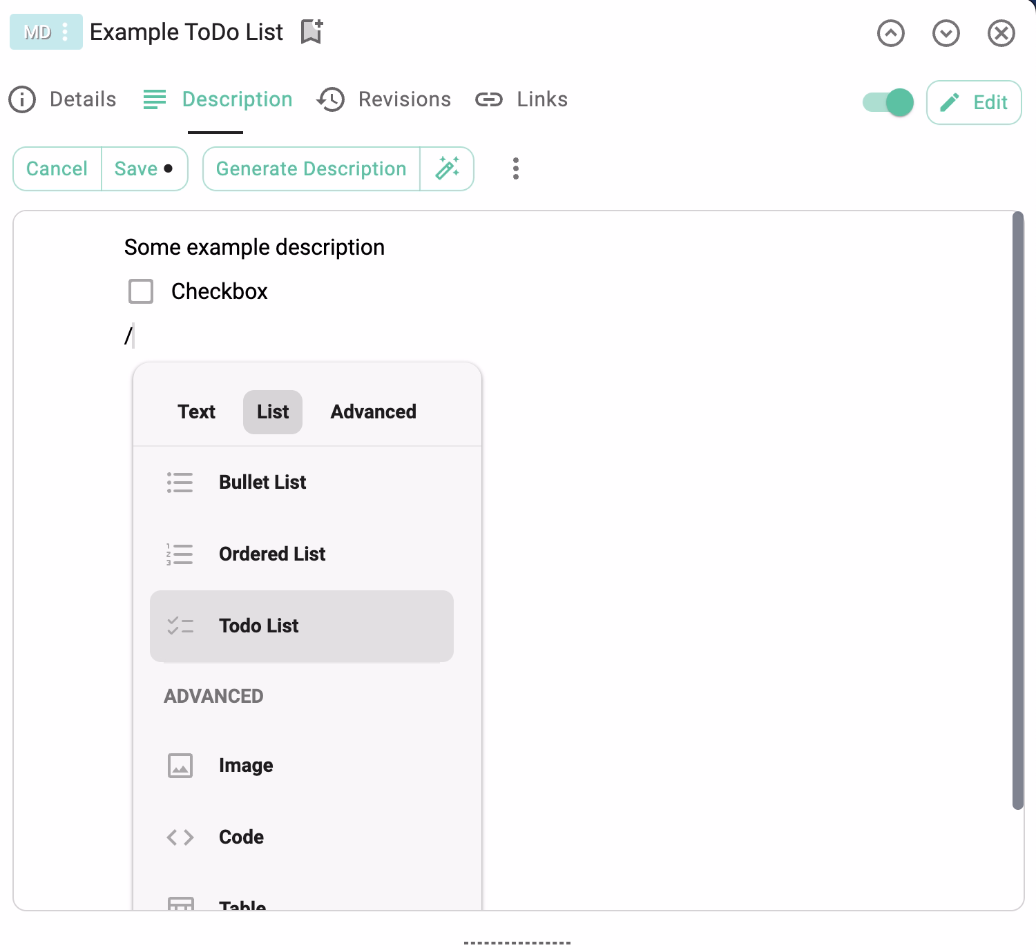 Description for files