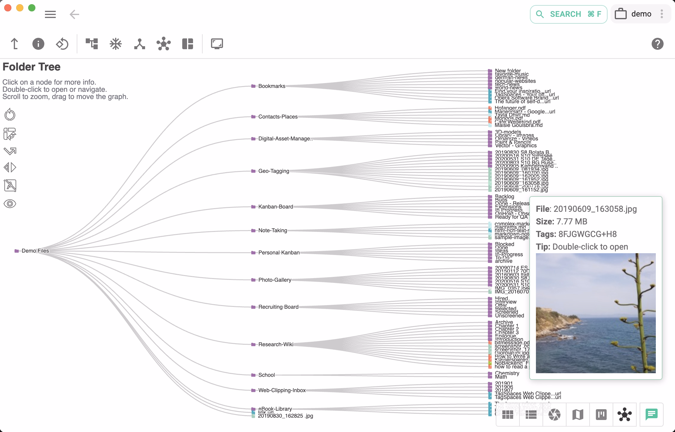 Screenshot of the folder tree view