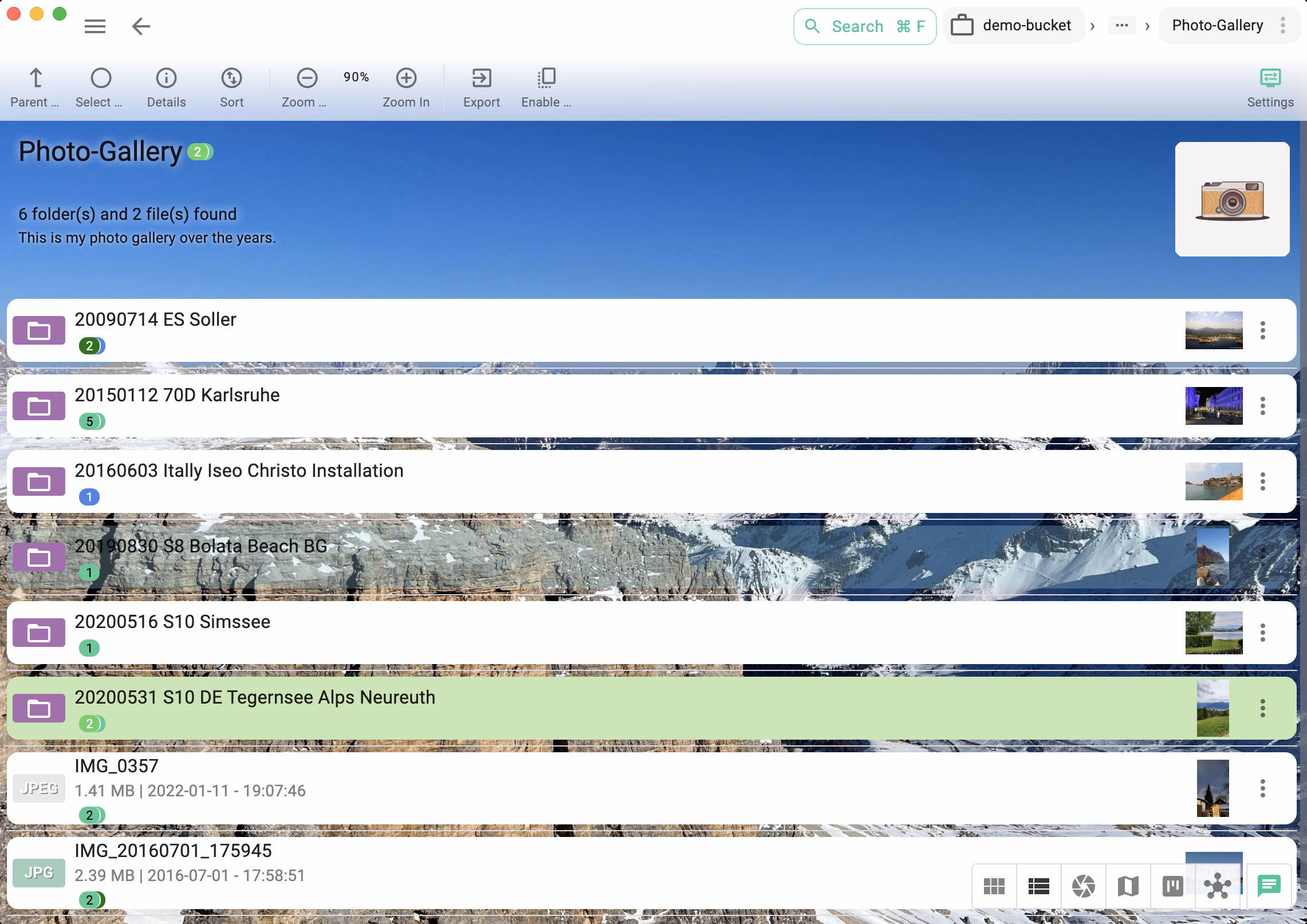 Folder with background image in the list perspective