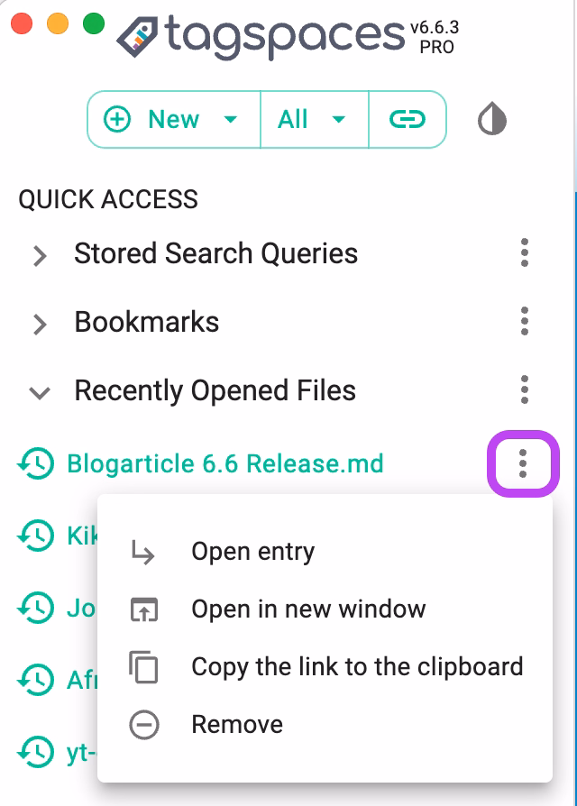 Opening the Quick Access Menu