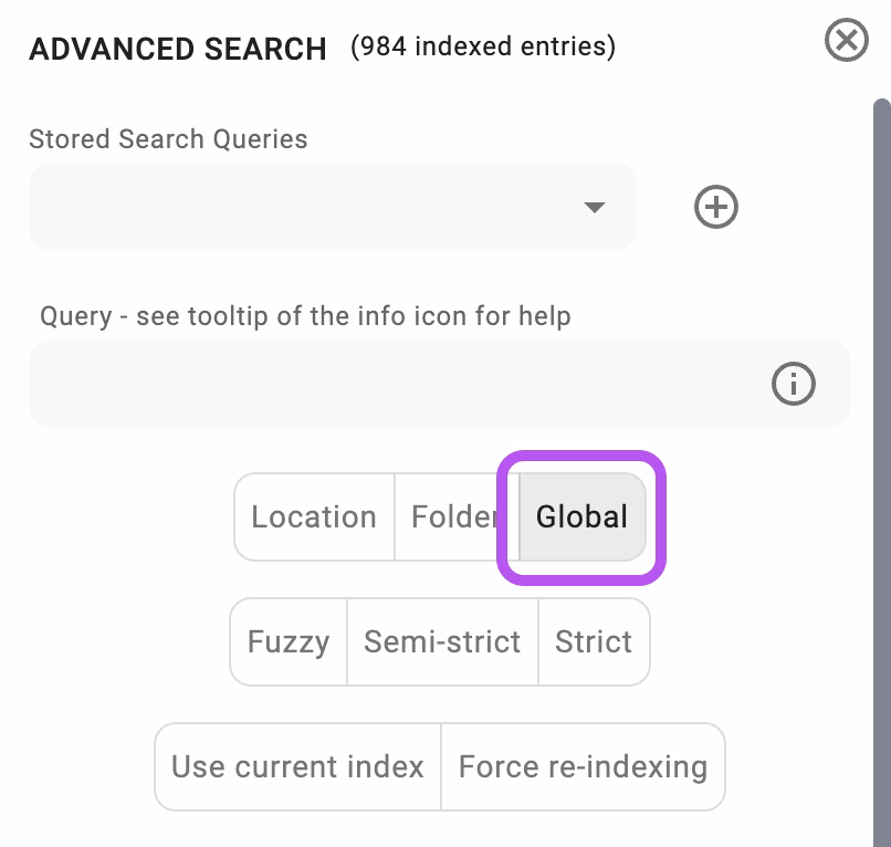 Activating the global search