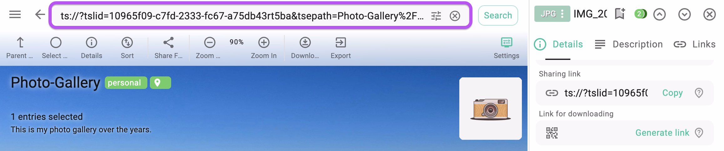 Open TS-Links from the search box