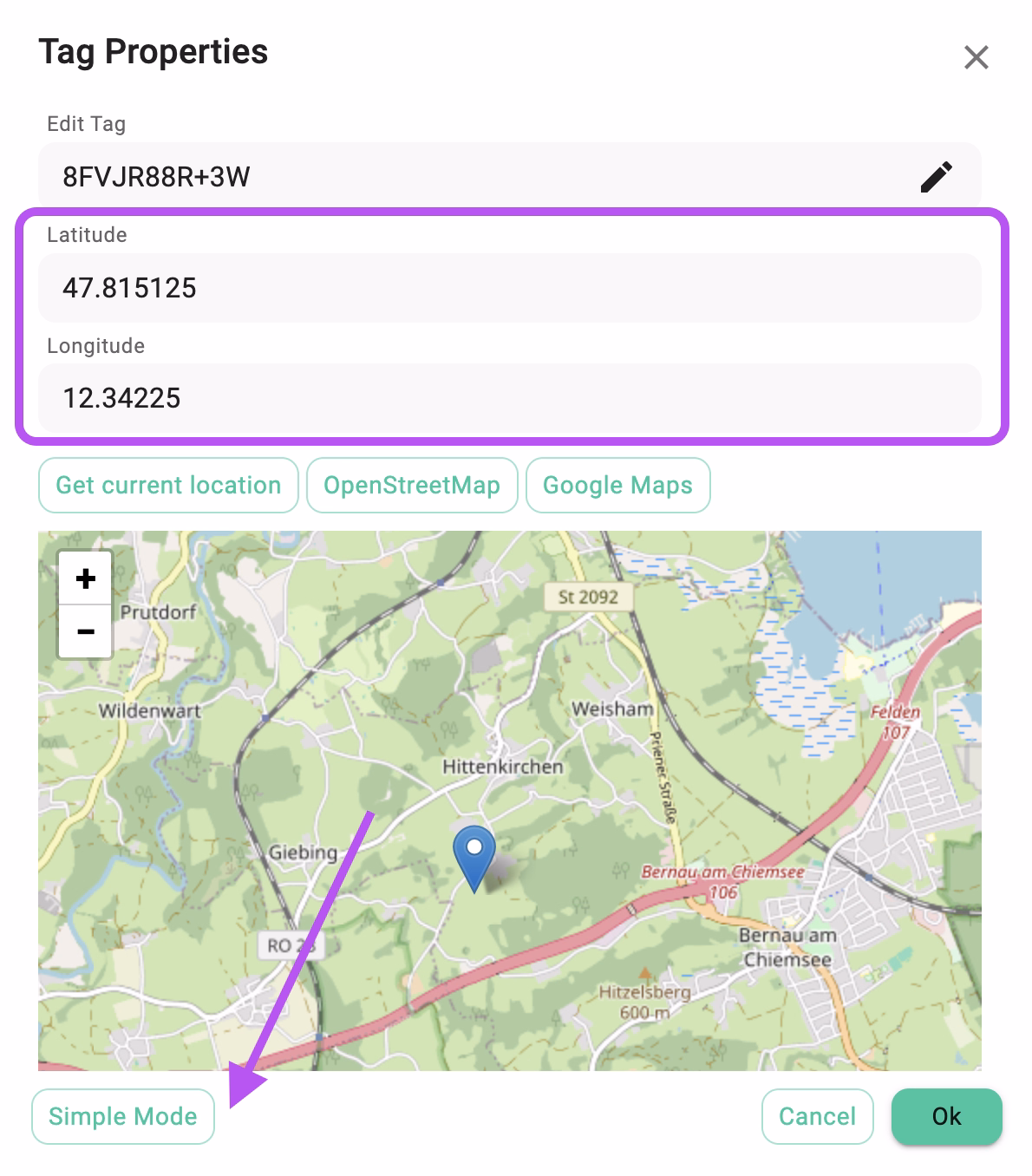 Enter Latitude and Longitude as Geo Tags