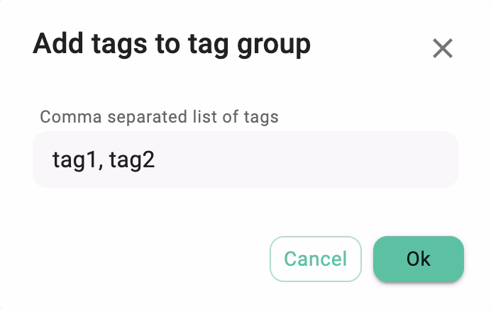 Dialog for creating tags
